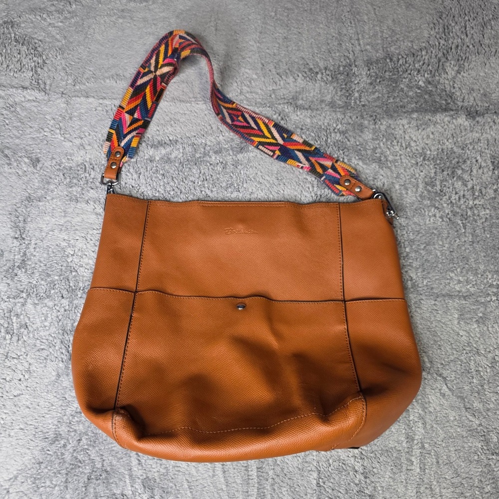 Bostanten Womens Large Hobo Bag Brown Vegan Leather Woven Guitar Strap
